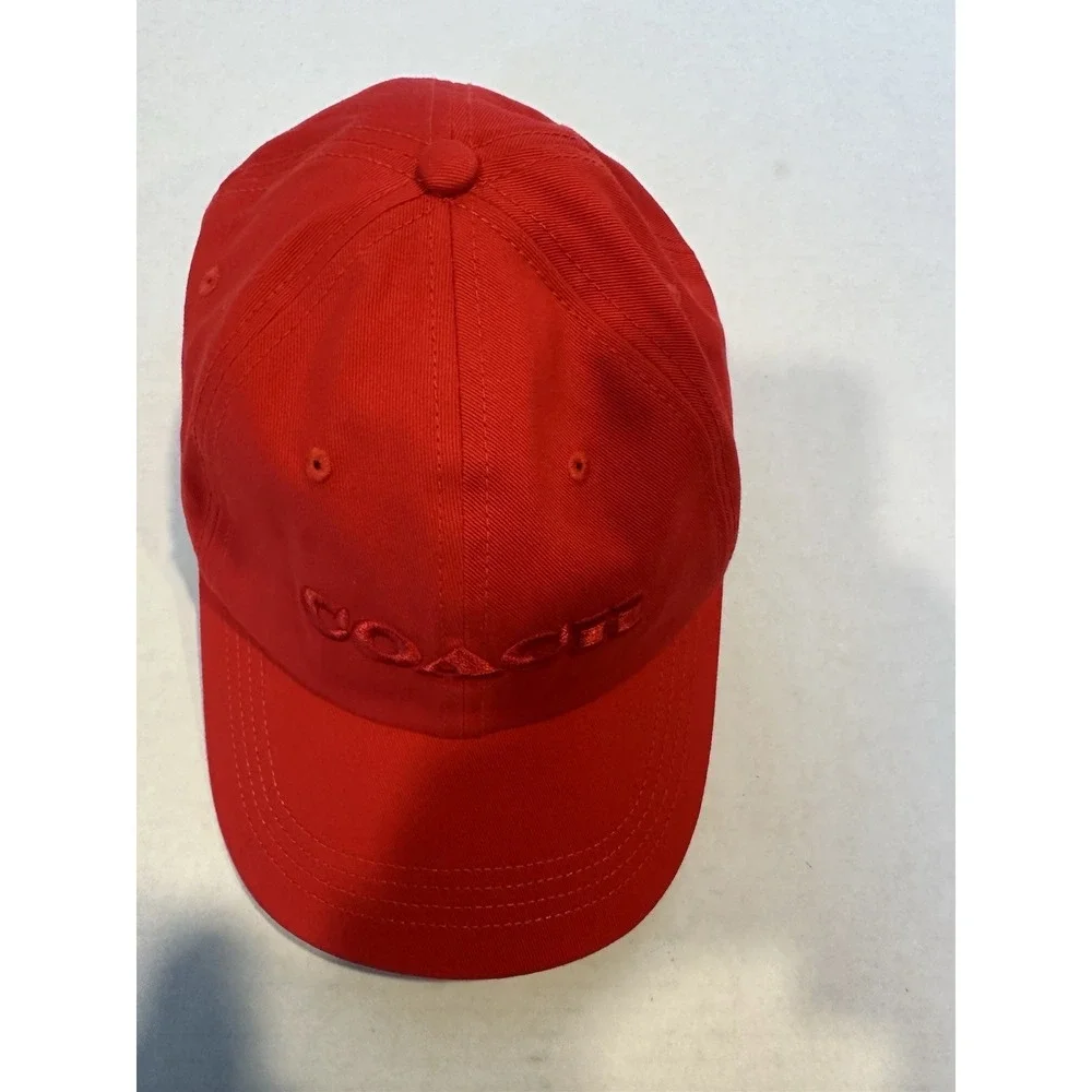 Coach Embroidered Baseball Cap Hat Red Adjustable New No Tag